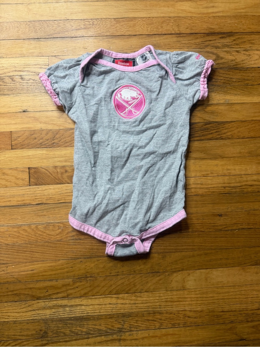 Reebok NHL 18MbGray and Pink Buffalo Sabres One-Piece Bodysuit